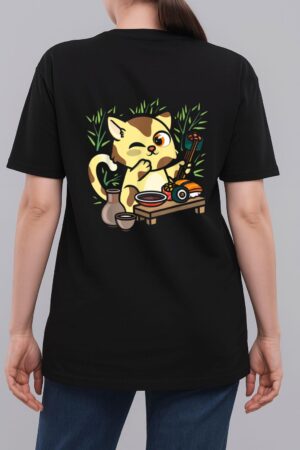 Animal Sushi Cat Lover Japanese Kawaii Cat Eating Food Art Woman T-Shirt