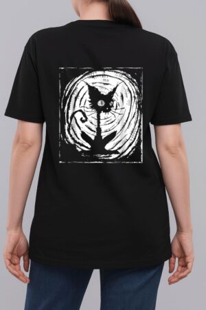 Black Cat Lazy Halloween Costume Scary Creepy Woman T-Shirt