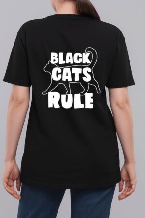 Black Cats Rule Dad Kitty Daddy Cat Mom Christmas Father Premium_3 Woman T-Shirt