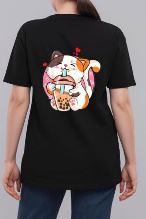 Cat Boba Bubble Tea Kawaii Anime Japanese Woman T-Shirt
