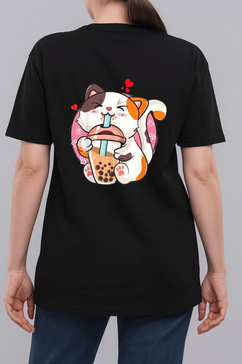 Cat Boba Bubble Tea Kawaii Anime Japanese Woman T-Shirt