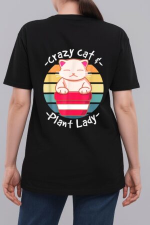 Cat Cactus Succulent Crazy Cat Lady Gardening Woman T-Shirt
