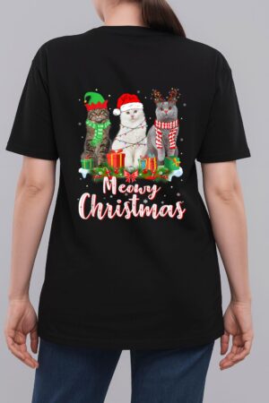 Cat Meowy Family Matching Christmas Pajamas Santa Cats Xmas Woman T-Shirt