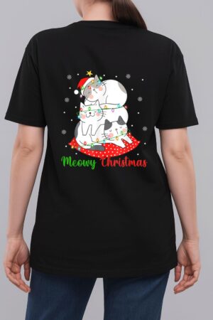 Cat Xmas Ree Lights Santa Cat Christmas Woman T-Shirt