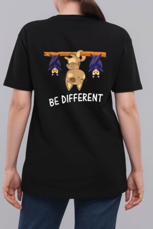 Cat with Bats Be different Funny Cat Lover Woman T-Shirt
