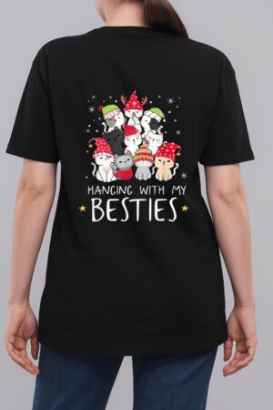 Christmas Cat Lover Christmas Tree Kawaii Cat Bestie Woman T-Shirt