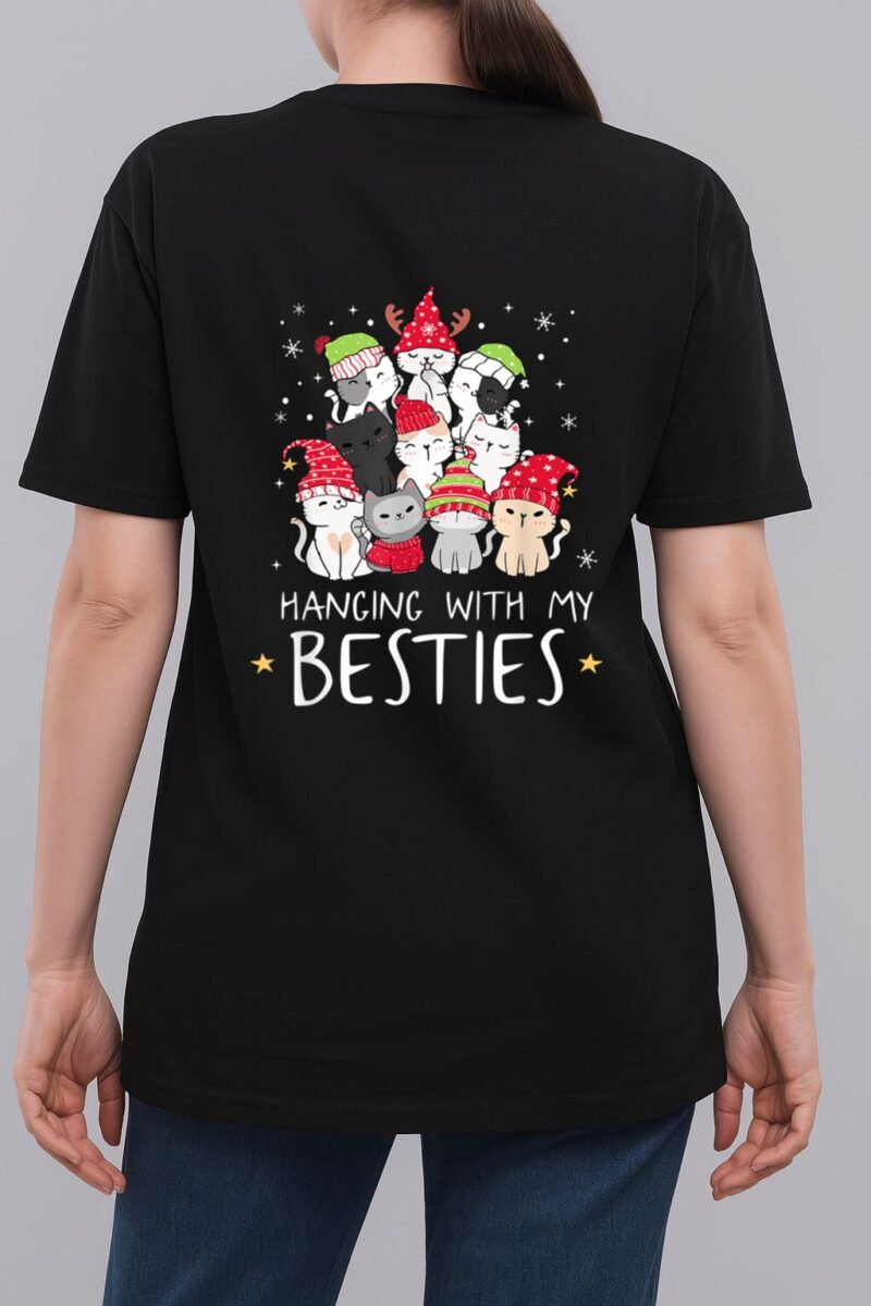 Christmas Cat Lover Christmas Tree Kawaii Cat Bestie Woman T-Shirt