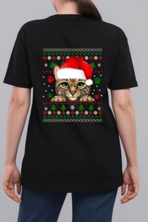 Christmas Cat Santa Hat Merry Catmas Ugly Christmas Sweater Premium Woman T-Shirt