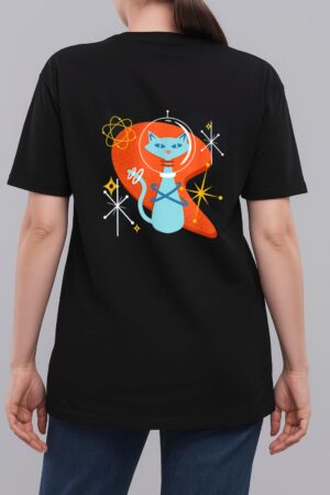Cute Atomic Space Cat in Vintage Retro Vibes Woman T-Shirt