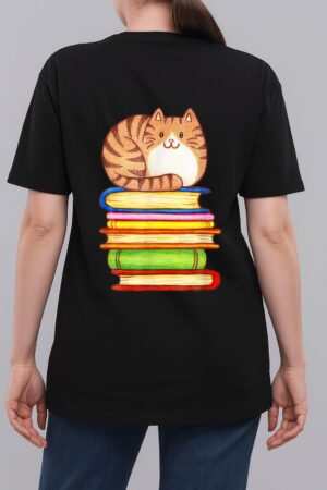 Cute Cat Books Graphic Women S Book Lovers Eacher Woman T-Shirt