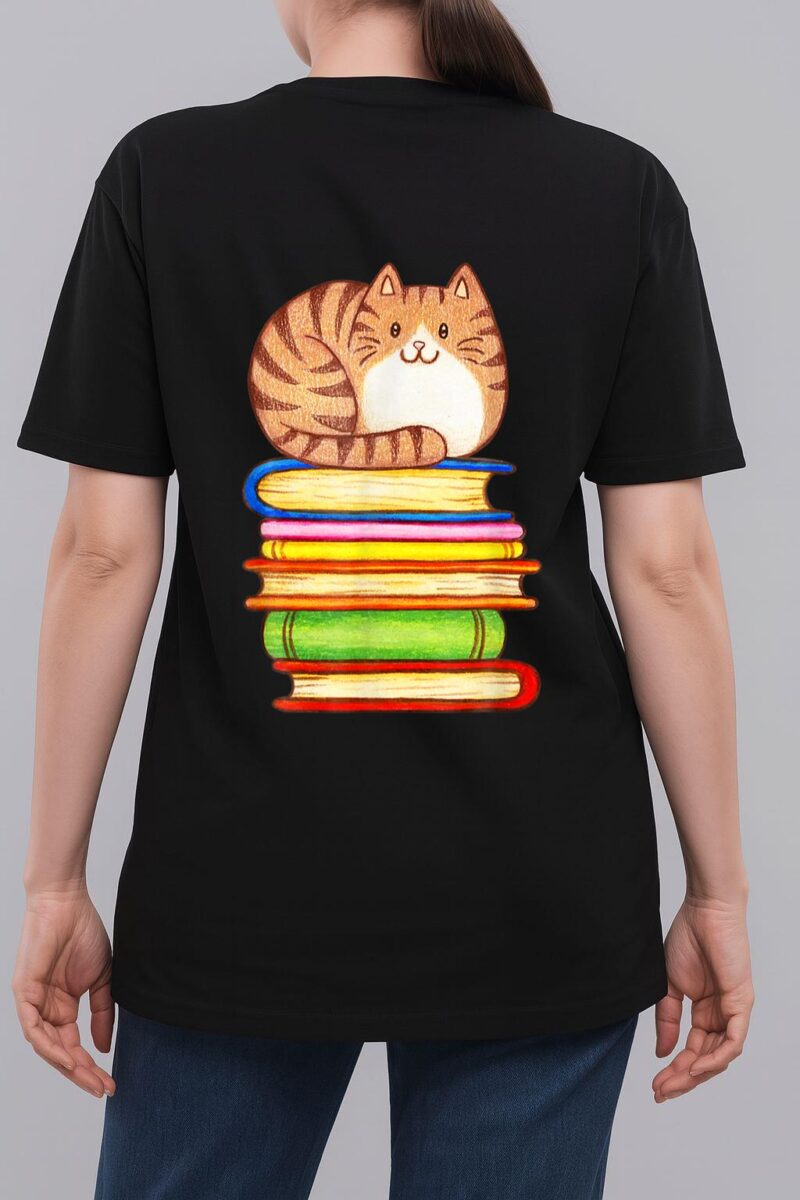 Cute Cat Books Graphic Women S Book Lovers Eacher Woman T-Shirt