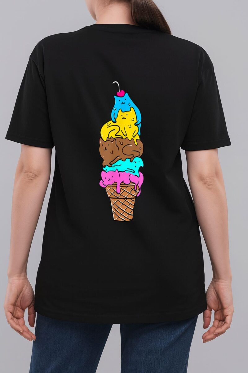 Cute Cat Ice Cream  - Kitty Cat Dessert Woman T-Shirt