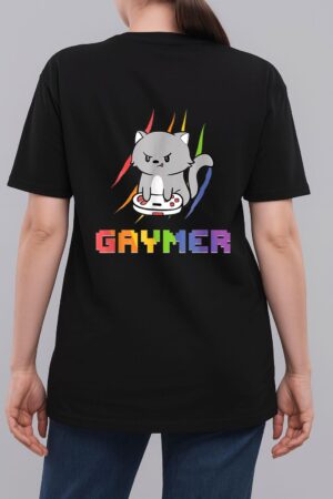 Cute Gaming Cat Gay Gamer Woman T-Shirt
