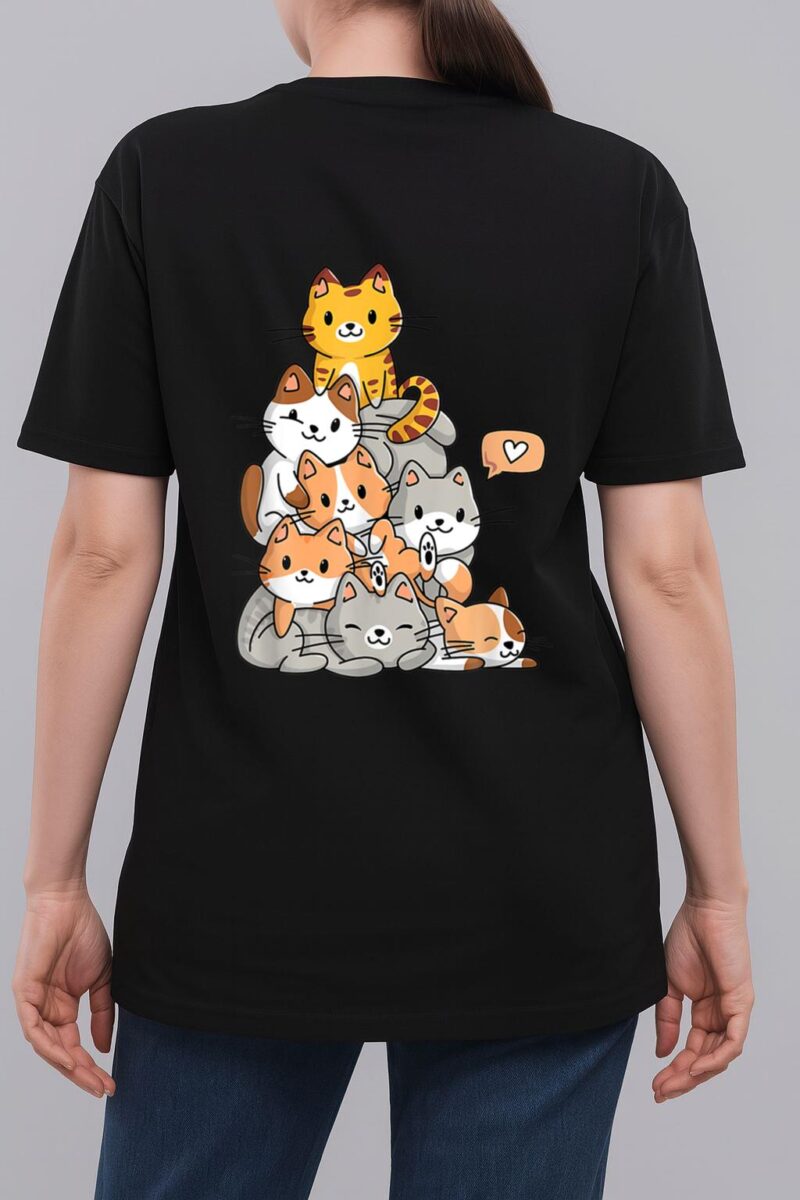 Cute Kawaii Cat Kitty Meowtain Cats Pile Chibi Women Girls Woman T-Shirt