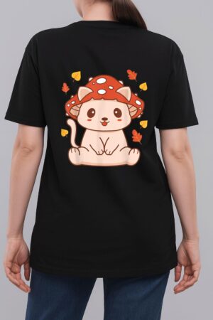 Cute Kawaii Toadstool Cat - Aesthetic Mushroom Kitten Woman T-Shirt