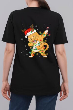 Dabbing Cat Santa Christmas Kids Boys Girls Catmas Xmas Woman T-Shirt