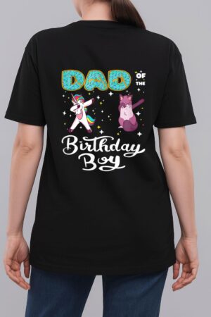 Dad Of He Birthday Boy Donut Dabbing Unicorn Kitten Cat Woman T-Shirt