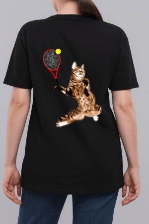 FUNNY TENNIS GAME T-SHIRT FUNNY CAT RACKET FOR MEN WOMEN Woman T-Shirt