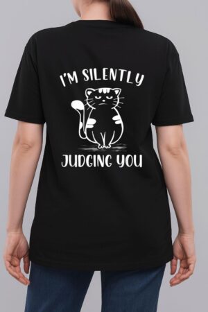 Funny Black Cat I'm Silently Judging You Retro Woman T-Shirt