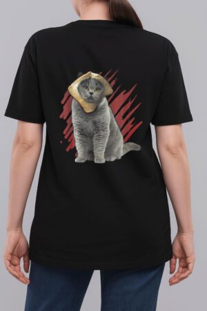 Funny Cat Apparel Cat With Slice Of Bread On Face Cat Lovers Woman T-Shirt