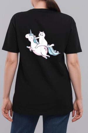 Funny Cat Riding Unicorn T-Shirt Hipster Always Be You Kitty Woman T-Shirt