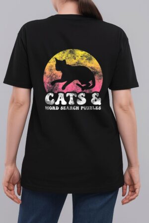 Funny Cats Word Search Puzzles Vintage Retro Hobby Woman T-Shirt