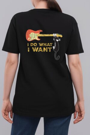 Funny Guitar Lover gifts, Retro I do what I want with my cat Woman T-Shirt
