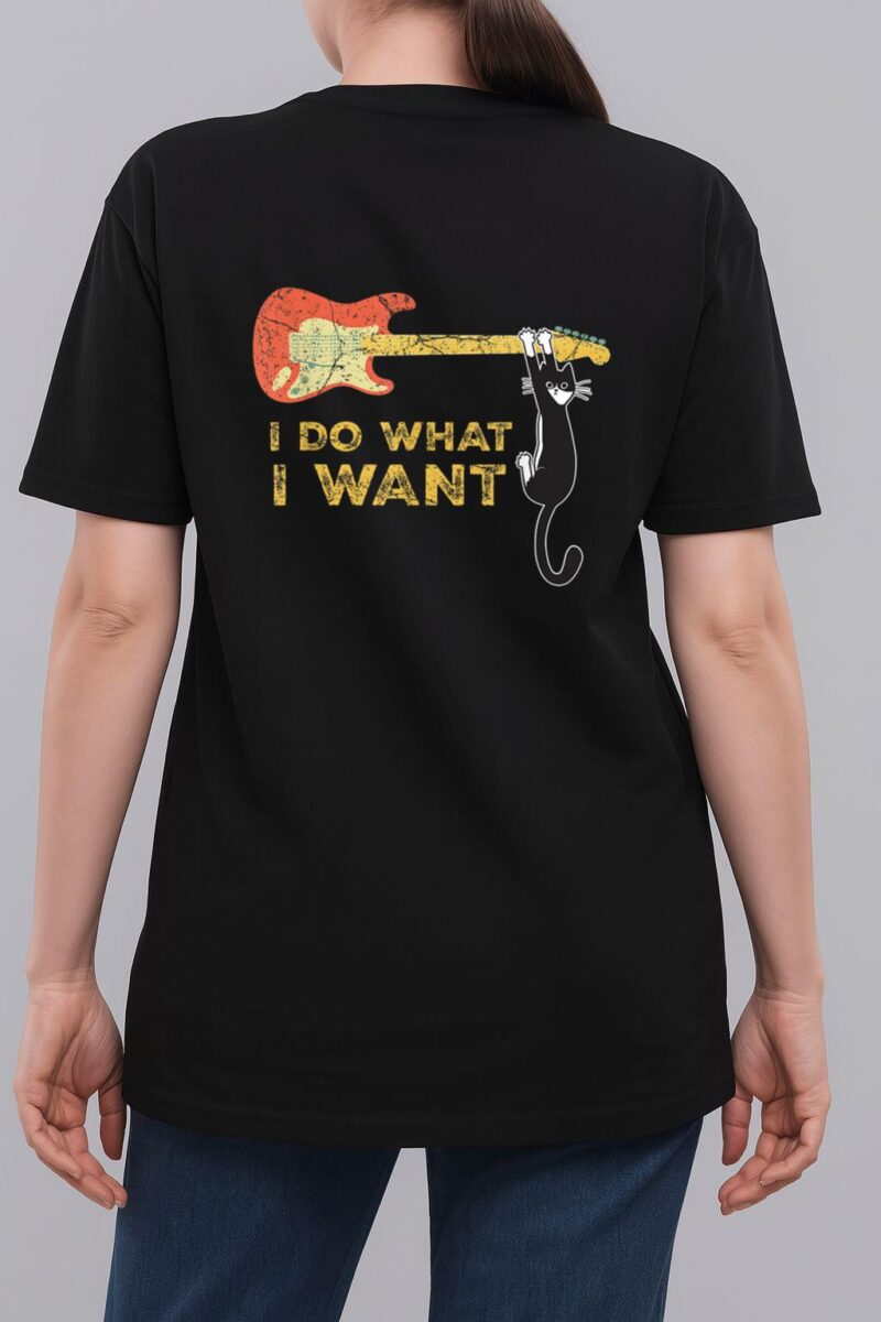 Funny Guitar Lover gifts, Retro I do what I want with my cat Woman T-Shirt
