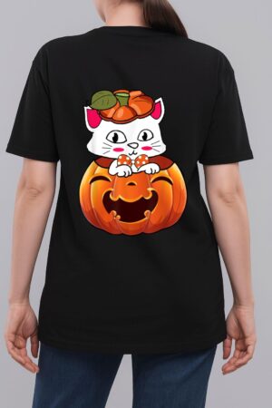 Funny Halloween Jack-O-Lantern Pumpkin Cat Gifts Woman T-Shirt