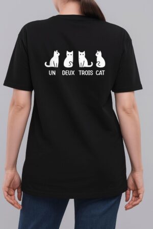 Funny Meow Kitty Un Deux Trois Cat Funny Black Cat Woman T-Shirt