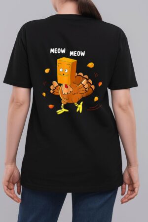 Funny Thanksgiving Turkey Fake Cat Meow Kitty Cats Lover Woman T-Shirt