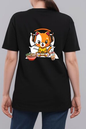 Gamer Cat Boba and Ramen Kawaii Anime Neko Woman T-Shirt