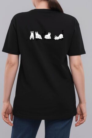 Ghost Cats Halloween Costume For Cat Lovers Woman T-Shirt