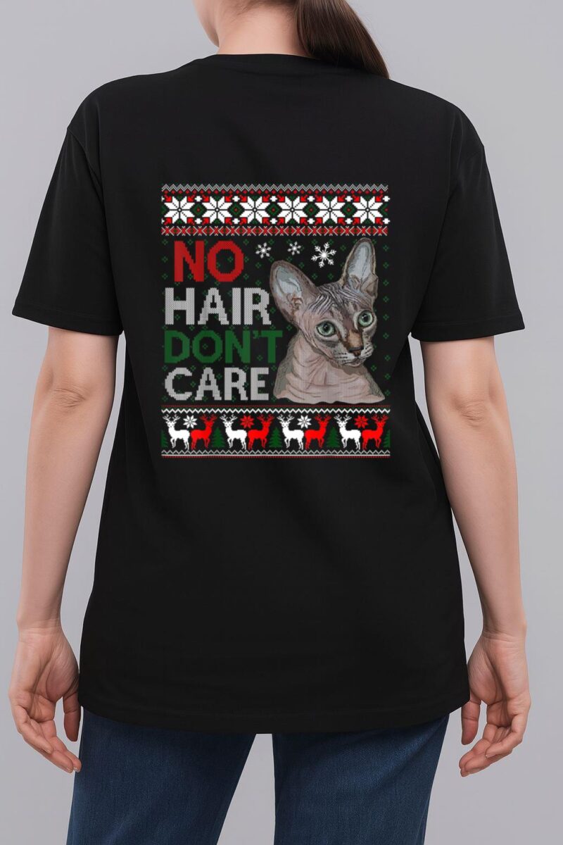 Hairless Cat Ugly Christmas Sweater Sphynx Cat Woman T-Shirt