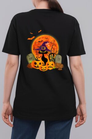 Halloween Scary Black Cat Funny Halloween Costume Woman T-Shirt