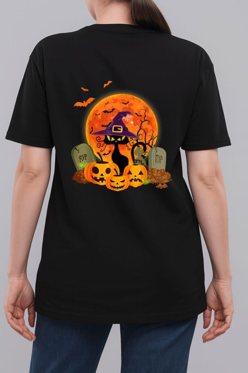 Halloween Scary Black Cat Funny Halloween Costume Woman T-Shirt