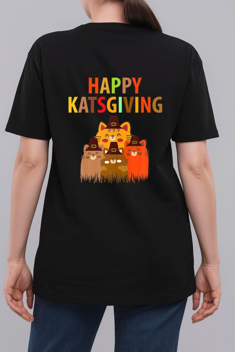 Happy-Katsgiving Thanksgiving-Cats Lovers-Pilgrim Hat Premium Woman T-Shirt