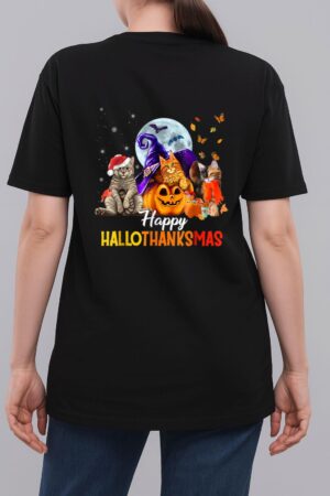 Happy-Thanksgiving Cat Happy-Hallothanksmas Cute-Cats Woman T-Shirt