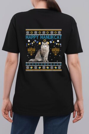 Happy Hanukcat Ugly Hanukkah Sweater Cat Chanukah Jewish Woman T-Shirt