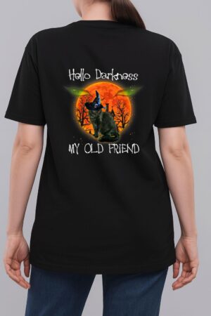 Hello Darkness My Old Friend Halloween Black Cat Woman T-Shirt