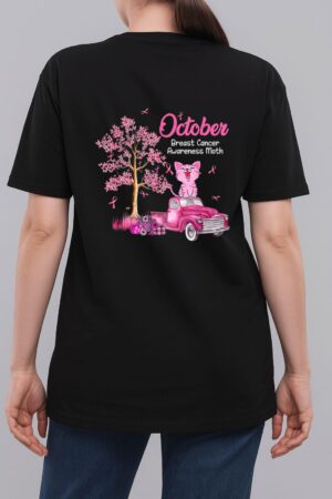 In October We Wear Pink Pumpkin Cat Breast Cancer Awareness_1 Woman T-Shirt