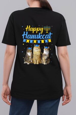Jewish Hanukkah Cat Happy Hanukcat Christmas Sweater Cat Woman T-Shirt