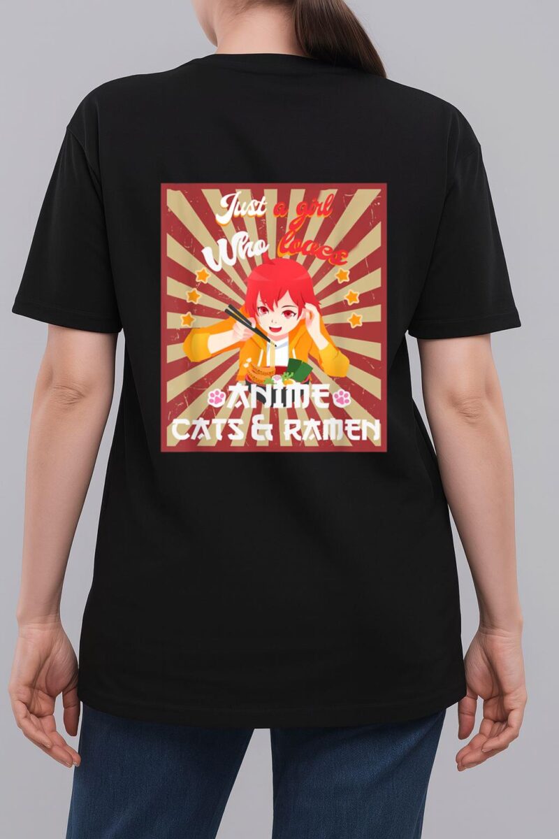 Just A Girl Who Loves Anime & Cats Kawaii Japanese Teen Girl Woman T-Shirt