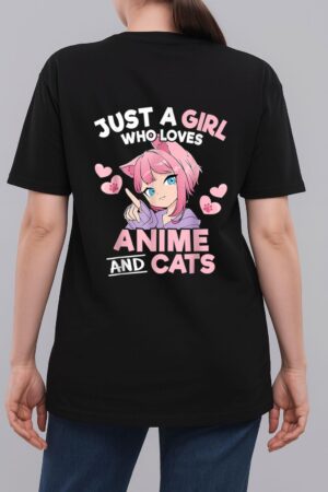 Just A Girl Who Loves Anime And Cats Cute Otaku Manga Woman T-Shirt
