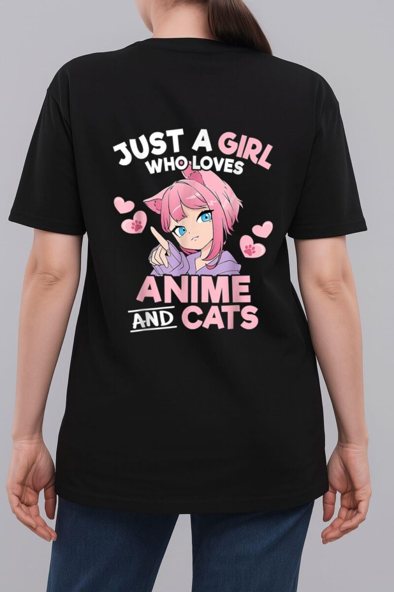 Just A Girl Who Loves Anime And Cats Cute Otaku Manga Woman T-Shirt