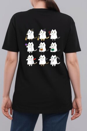 Kawaii Cat Ghosts Black Cat Halloween Cute Costume Spooky Woman T-Shirt