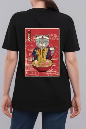 Kawaii Cat Japanese Black Anime Gift Official Teenager Girls Woman T-Shirt