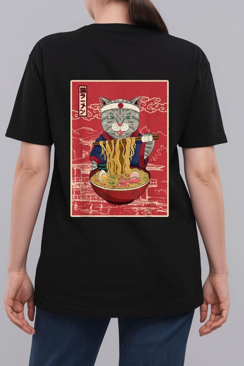 Kawaii Cat Japanese Black Anime Gift Official Teenager Girls Woman T-Shirt