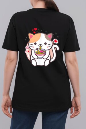 Kawaii Cat Ramen Anime Japanese Food Girls Official Teenager Woman T-Shirt
