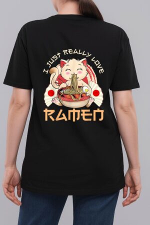 Kawaii Cat Ramen Japanese Black Anime Gift Woman T-Shirt